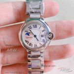 Perfect Replica Cartier Ballon Bleu Moonphase 28mm Silver Dial Ladies Quartz Watch For Sale